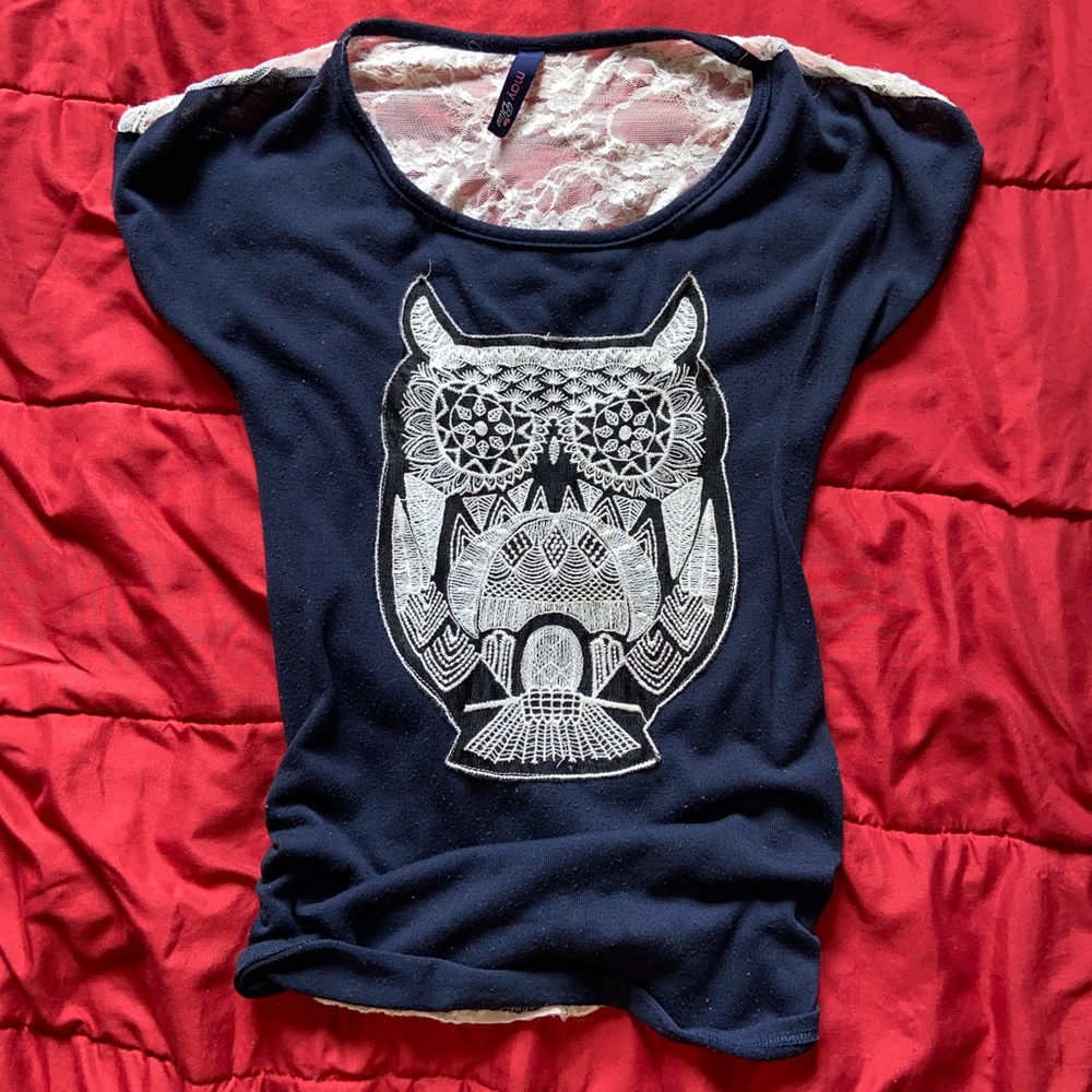 Embroidered owl shirt
